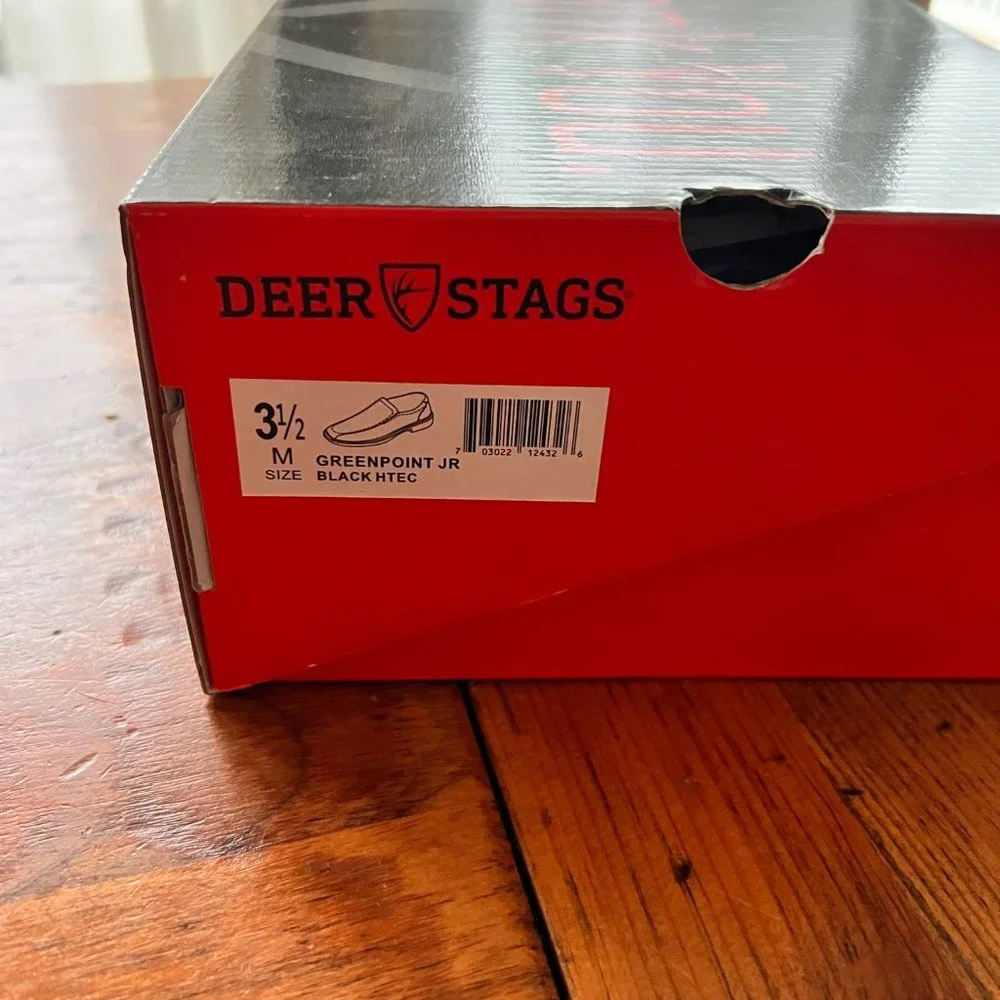 EUC Like New Deer Stags Greenpoint Junior Black Loafer Sz 3 1/2 M